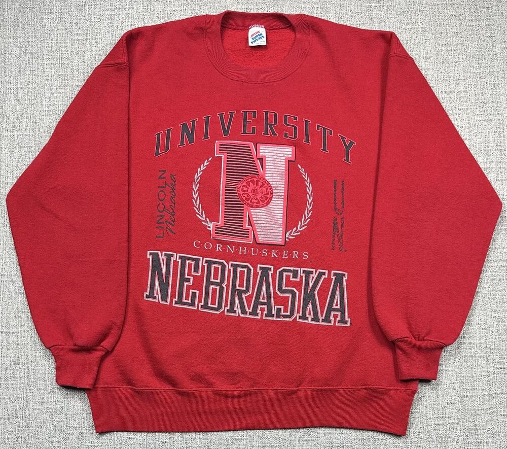 Vintage Nebraska Cornhuskers Sweatshirt Mens XL Big Logo Jerzees USA 90s